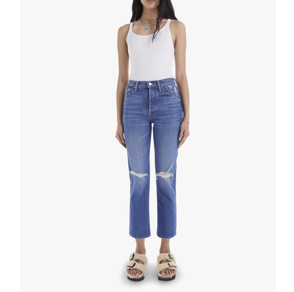 Mother Superior The Tomcat Jeans Blue Playing with Scissors Ankle Straight US 25